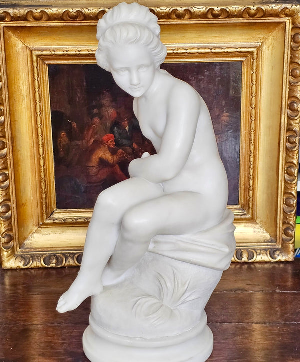 Very Fine 50.5cm 19thc Carved White Marble Figure, Jeune Dianne, After The 18thc Original, Signed Falconet