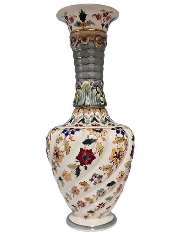 Gorgeous Fischer Type Vase Wrythen Base Floral Decoration C1900